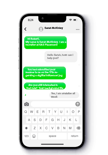 "KAS Placement text message"